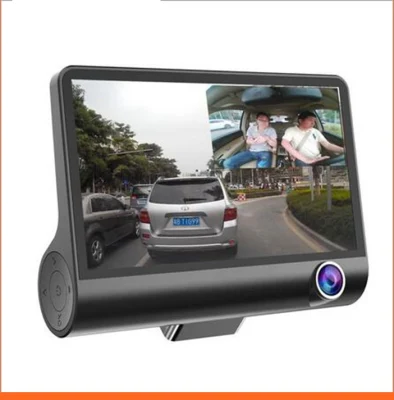 Hochwertige Jieli 4-Zoll-LCD-Bildschirm Full HD 1080P Auto-Dashcam mit 3 Kamera-Synchronisationsaufnahme, drei Objektiven, Auto-DVR