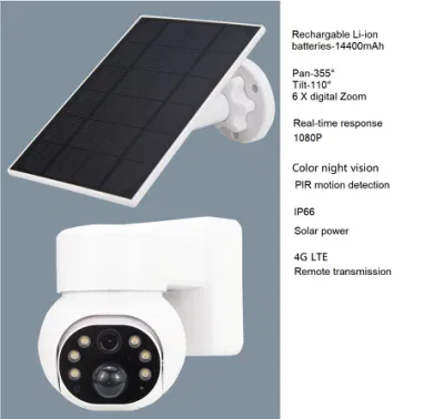 1080P PIR Outdoor IP66 4G Solar PTZ Überwachungskamera unterstützt Live-Video mit wiederaufladbaren Batterien